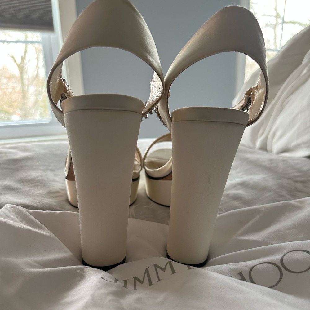 Jimmy Choo Ivory Heels with Crystal Accents - Picture 3 of 6